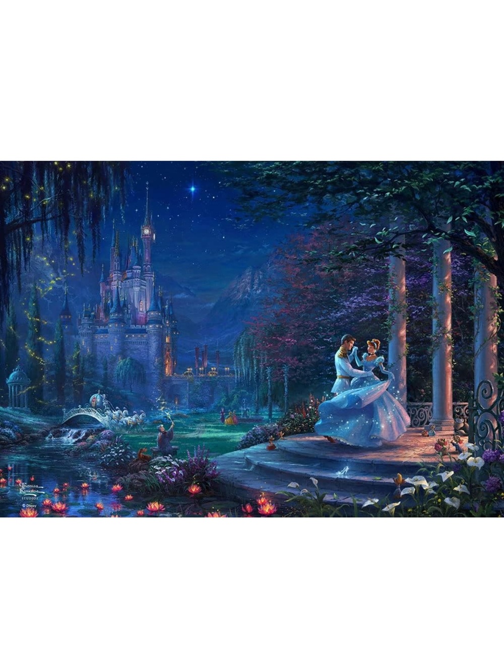 Enchanted Cinderella Castle Night Print - Blue Fantasy Artwork